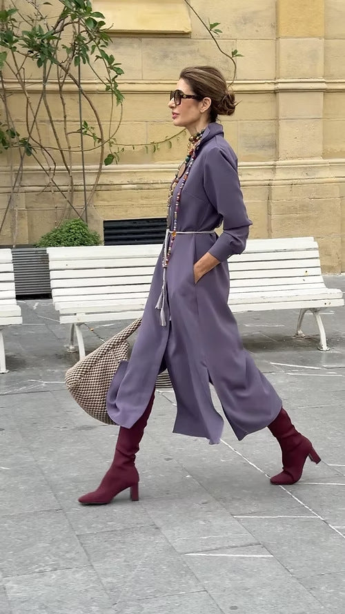 Drop mid-length skirt shirt collar dress