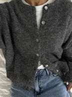 Vintage buckle grey wool knitted cardigan