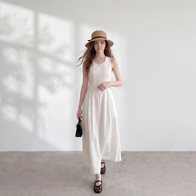 Back waist hollow sleeveless dress