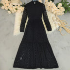 Black Lace Long Sleeve Slim Fit Long Dress