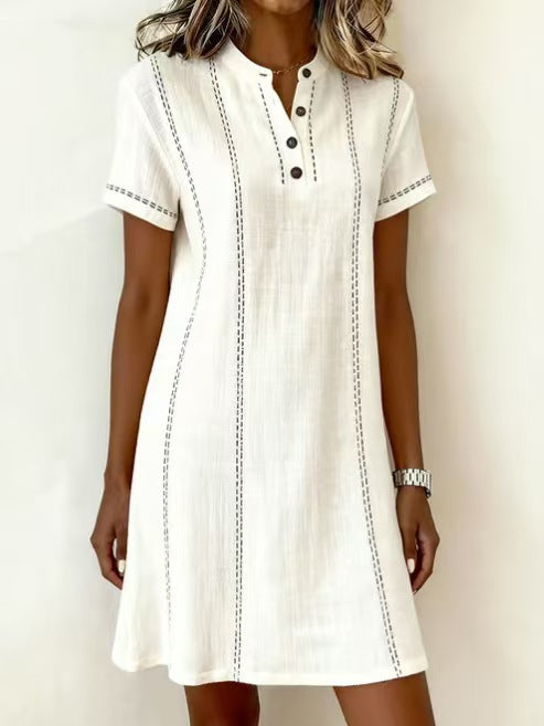 V-neck splicing shirt dress