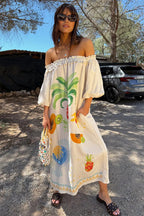 Casual Fashion Linen Loose Shoulder Dress
