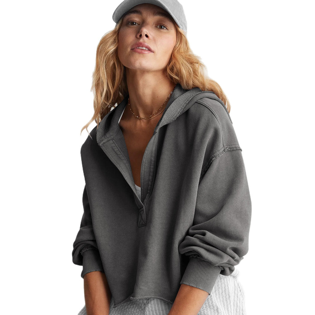 Fashion brand women's hooded sweater V-neck