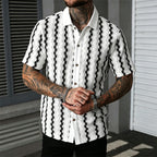 Shirt Vintage Checked Knitted Short Sleeve Shirt