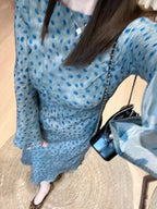 Silk floor-to-ceiling dress crew neck dress