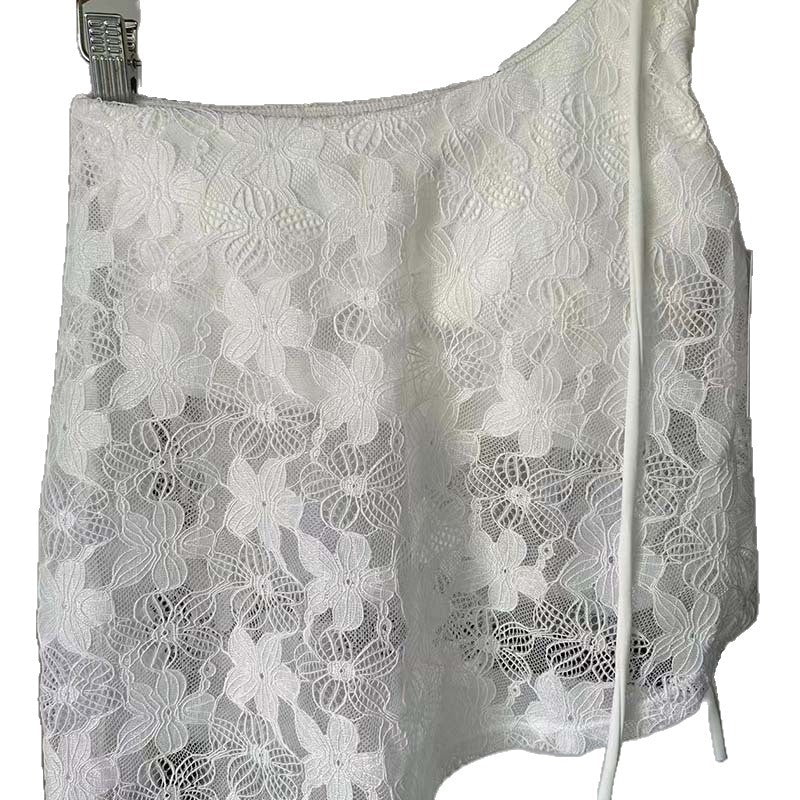 Yoga suit vest with lace mesh outside