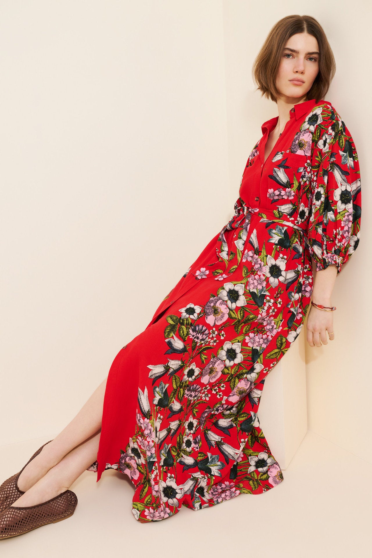 Printed shirt dress