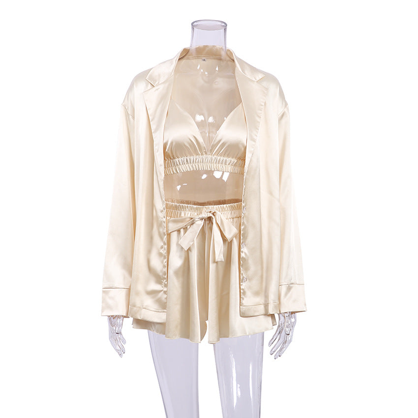 Silk long-sleeved bathrobe loungewear