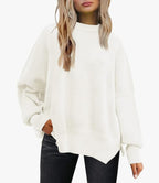 crew neck bat wing long-sleeved sweater