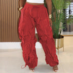 Wide leg pants solid color trousers