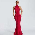 Solid color sexy slim-fit backless fishtail dress