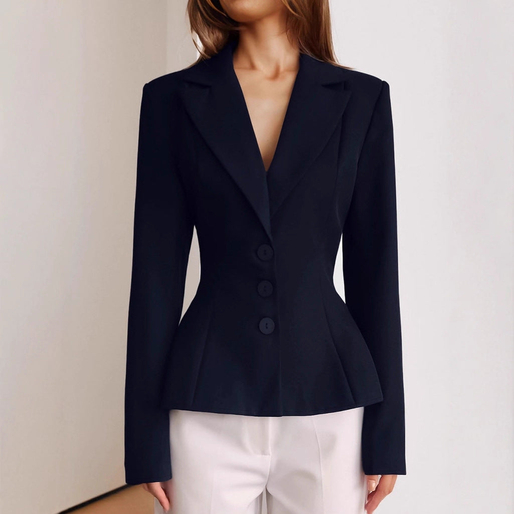 Waist pleated small suit slim fit suit