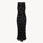 Crew neck dress silk velvet dress