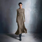 Flat knit wrap skirt knot long skirt