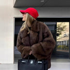 Fur fur long-sleeved cardigan top