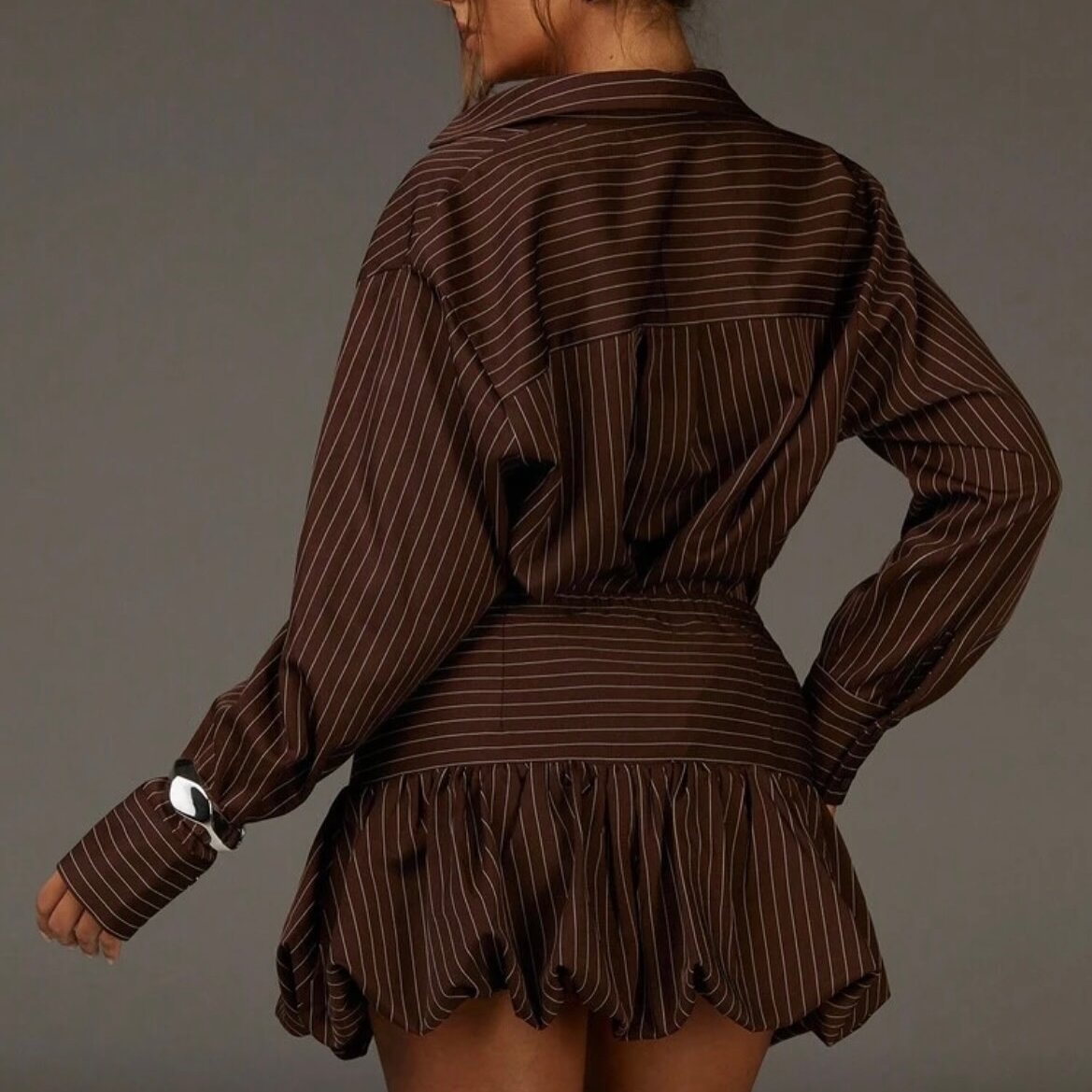 Shirt collar long sleeve waist shirt