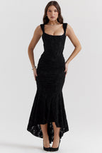 Sleeveless sexy fashion one-word neck tight dress