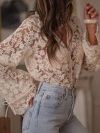 Hollow casual lace shirt lace shirt