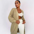 Solid color cardigan knitted breasted cardigan