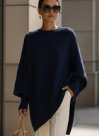Crew neck pullover solid color knitted sweater
