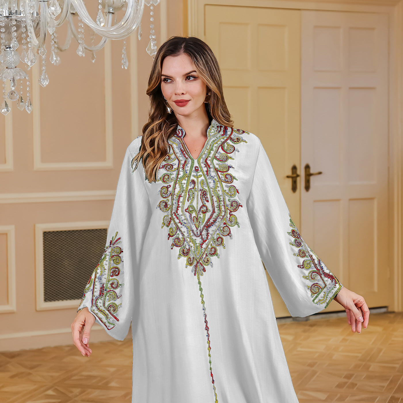 Women's robe Muslim rope embroidered robe