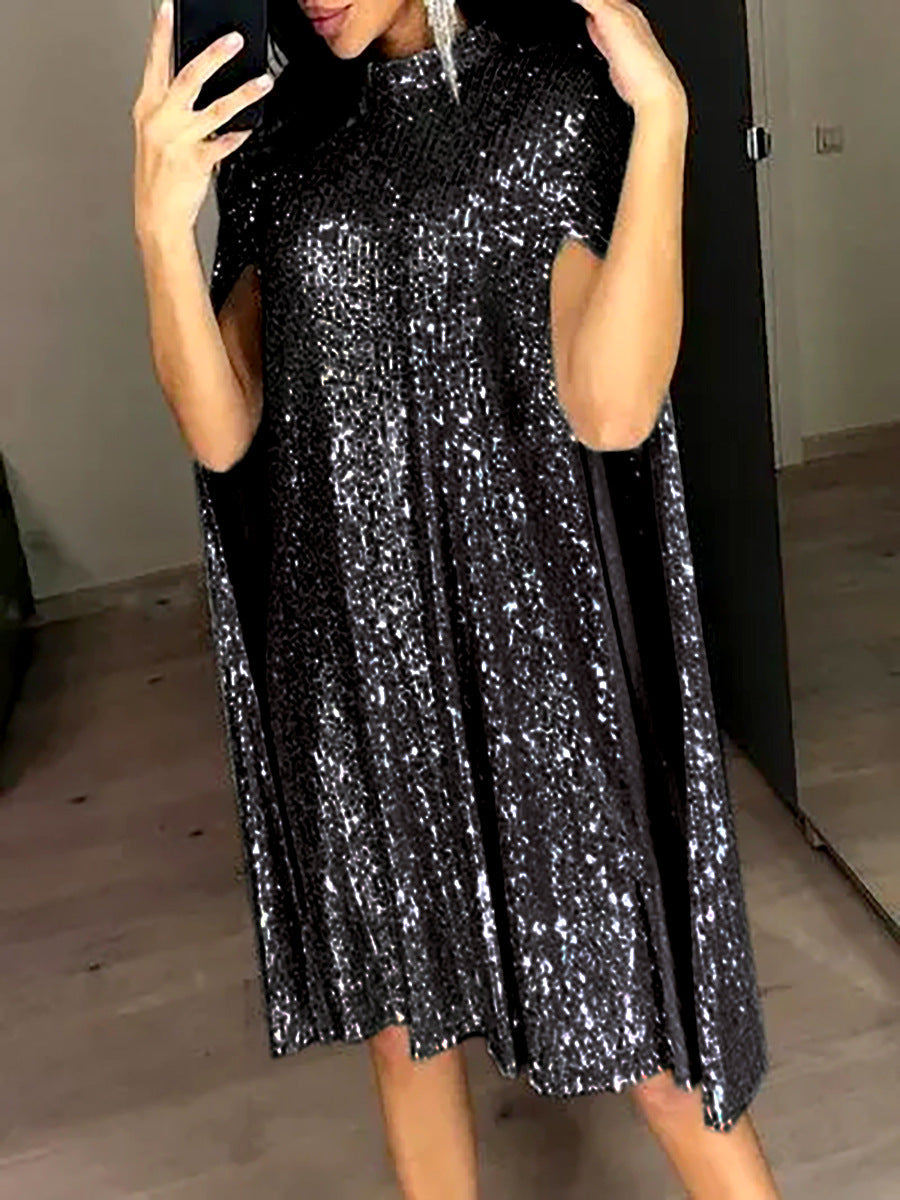 Beaded long-sleeved split dress