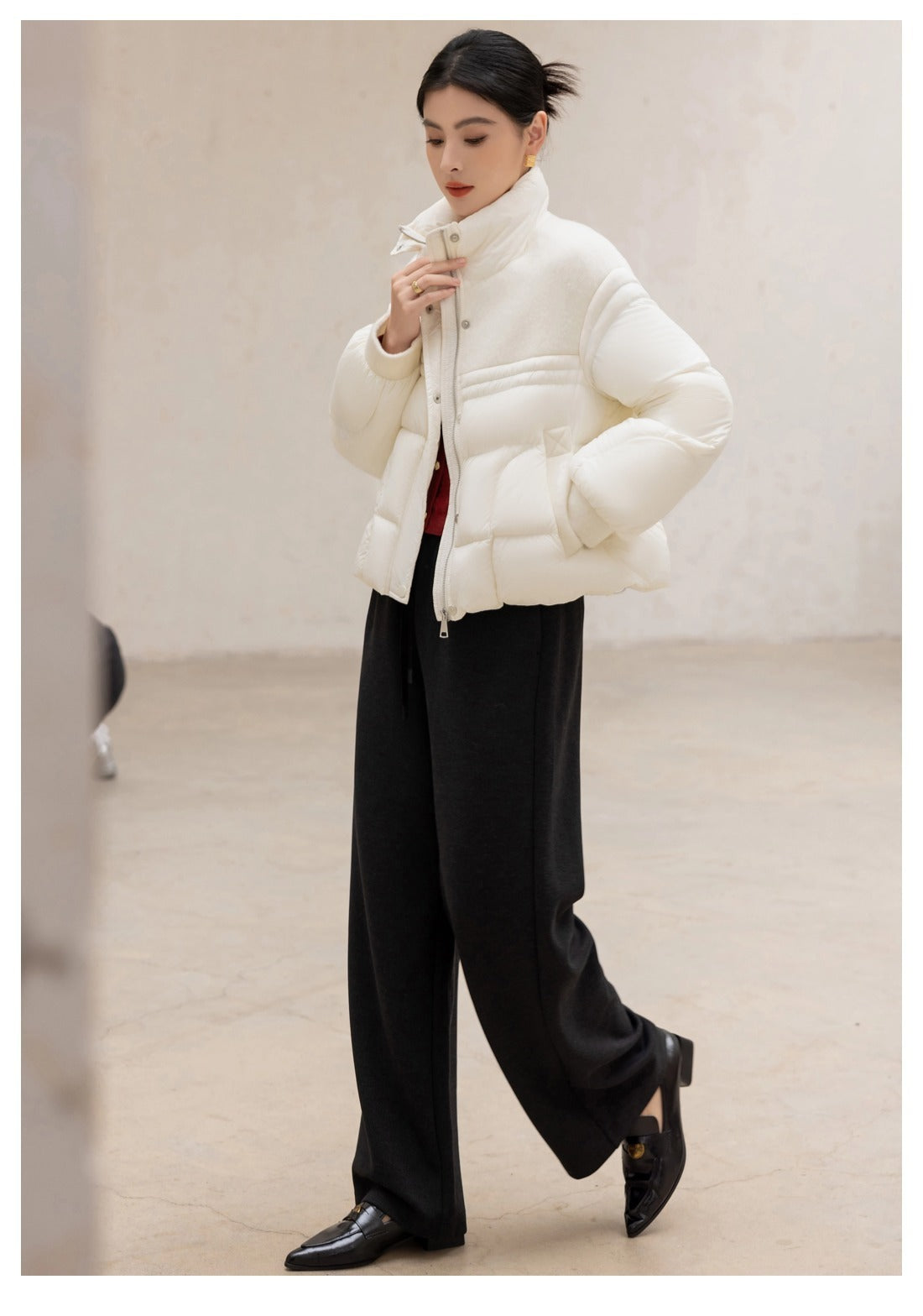Cashmere stand-up collar winter coat
