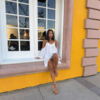 Knitted Suspender Hollow Shoulder Dress