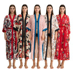 Satin chiffon bathrobe shuffle print nightgown