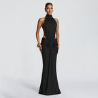 Solid color sexy slim-fit backless fishtail dress