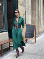 Drop mid-length skirt shirt collar dress