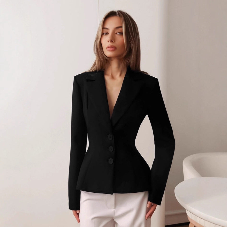 Waist pleated small suit slim fit suit
