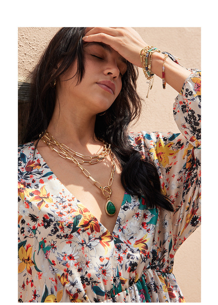 Floral summer pleated floral print dress