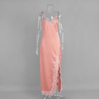 Lace lace suspender split spliced lace nightdress