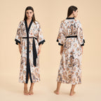 Satin chiffon bathrobe shuffle print nightgown