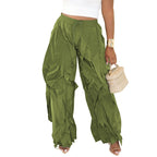Wide leg pants solid color trousers