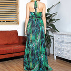 Fashion chest wrap print strap dress