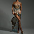 Split tube top chiffon dress