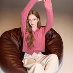 Hooded cardigan over wool jacket