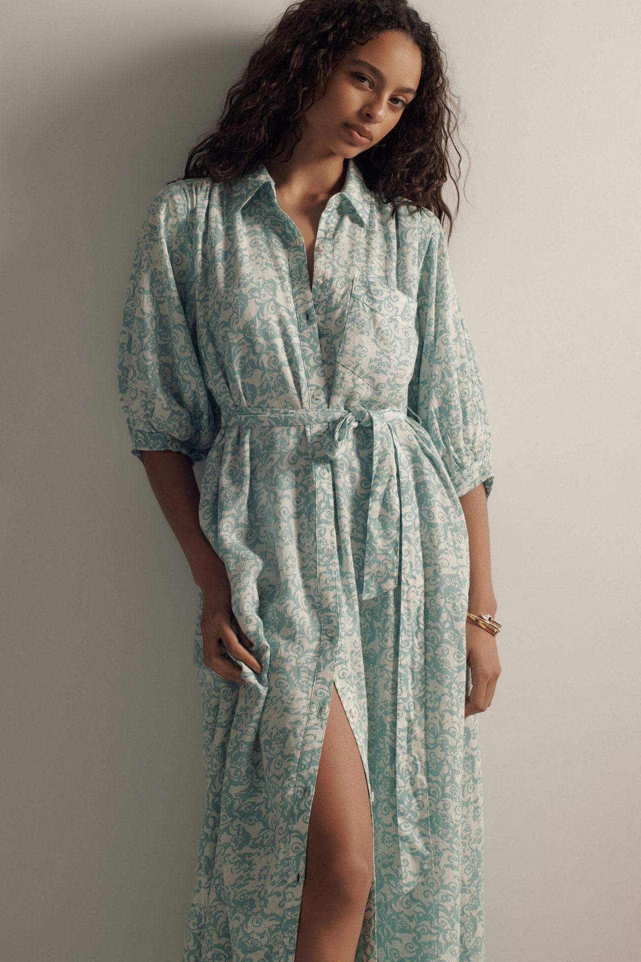 Printed shirt dress
