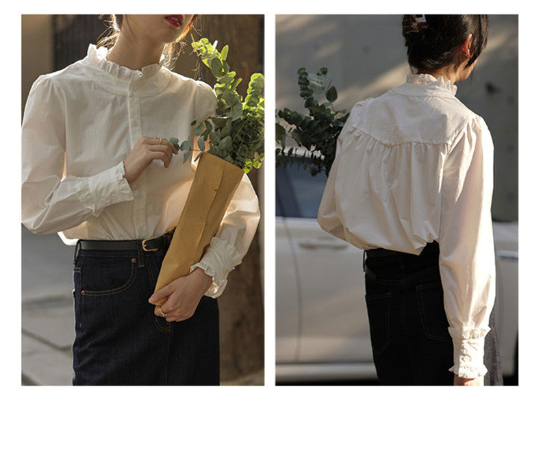 White Shirt Women's Long Sleeve Bottom Shirt