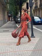 Drop mid-length skirt shirt collar dress