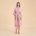 Satin chiffon bathrobe shuffle print nightgown