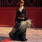 Lace chiffon cardigan top strap-on dress