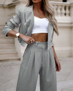 Striped short lapel suit