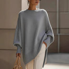 Crew neck pullover solid color knitted sweater