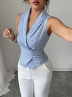Tie-waist slimming vest shirt