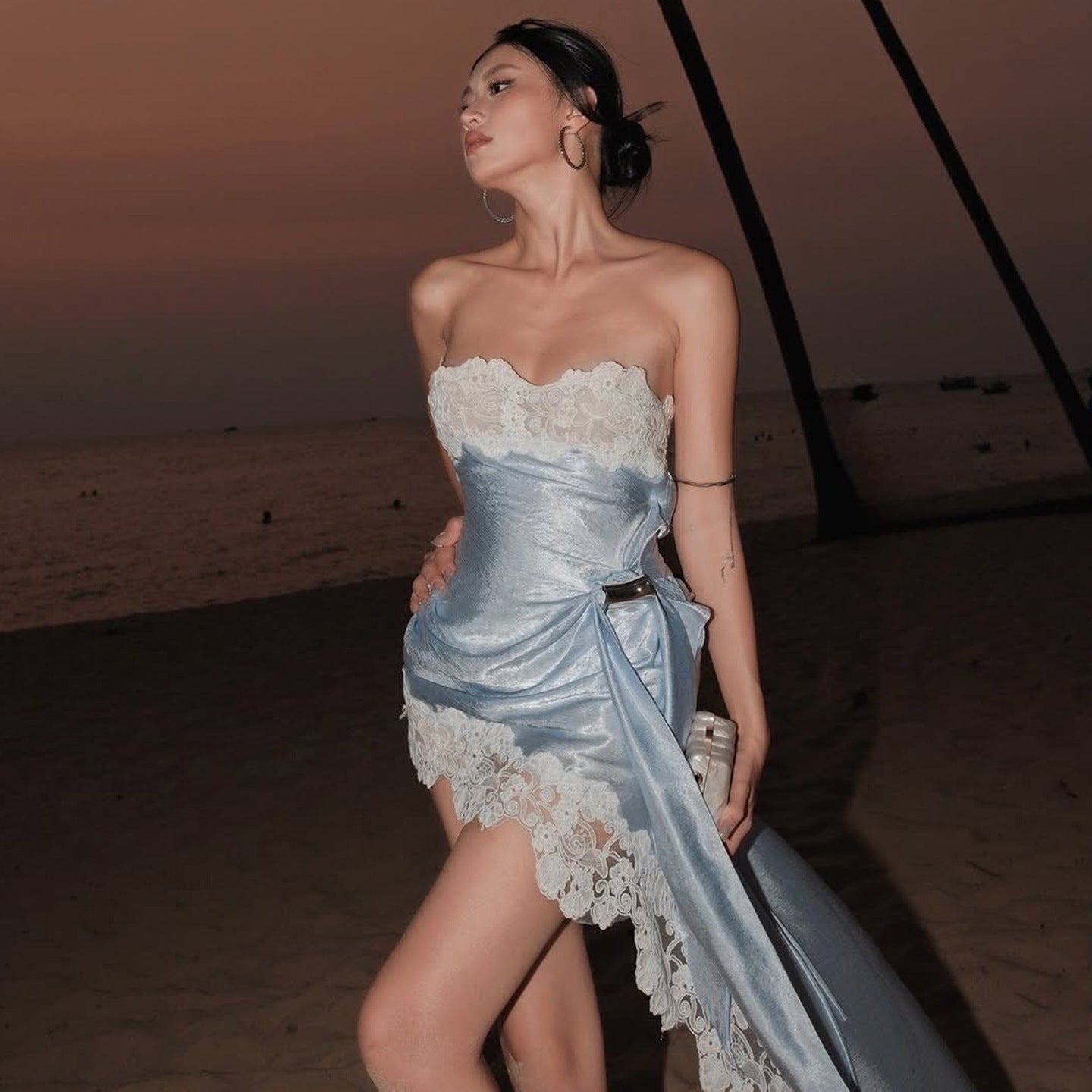 Split lace dress