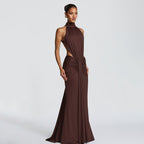 Solid color sexy slim-fit backless fishtail dress