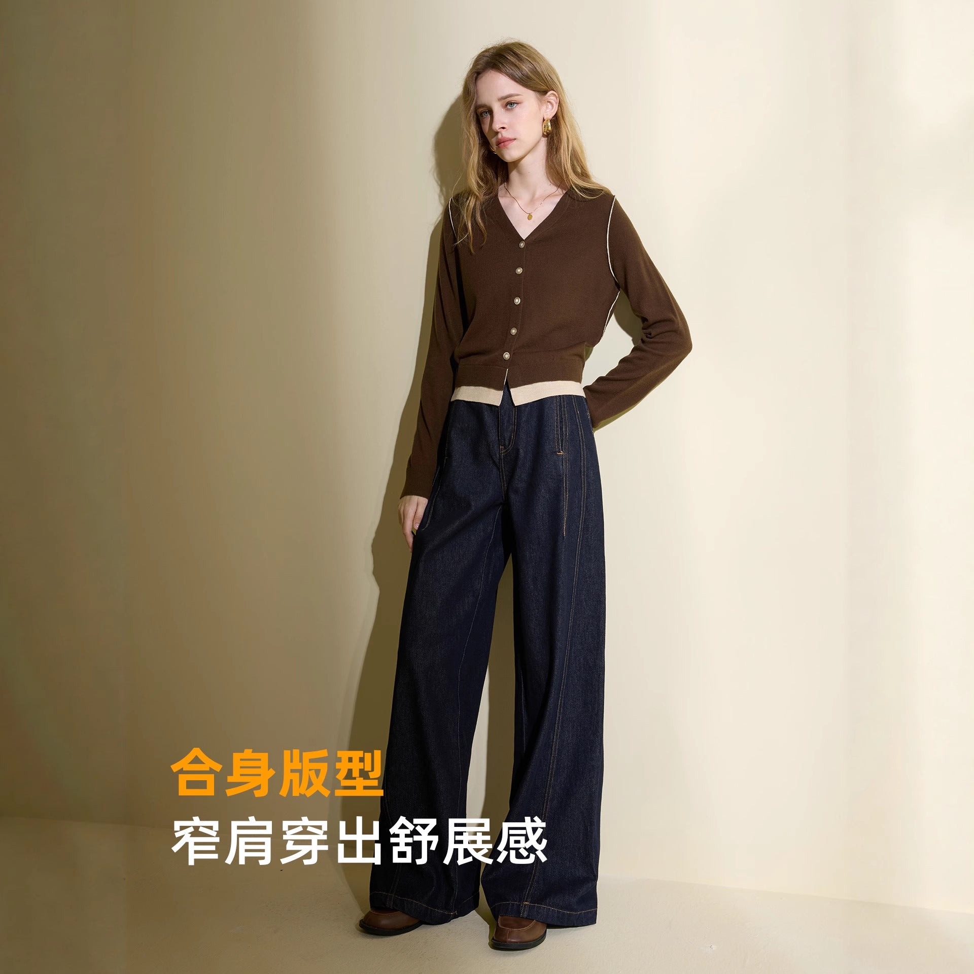 2025 autumn new Maillard knitted cardigan V-neck jacket retro small wool sweater